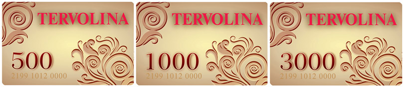 подарочные сертификаты Tervolina