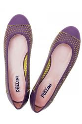 Балетки женские на каблуке Studio Pollini, фиолетовые кожаные