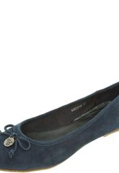 фото Балетки женские замшевые TOM TAILOR, темно-синие на каблуке