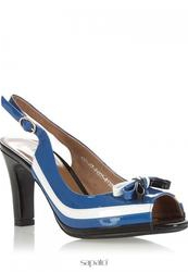 Босоножки на каблуке Lena Milan A981-G7-B1335+B1305, синие с белым