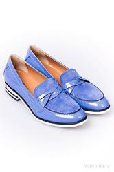 Лоферы женские Moreschi M-58114, синие/каблук