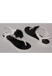 Сандалии летние женские Menghi Shoes, белые с черным (лето 2012)