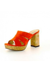 фото Женские сабо на толстом каблуке HCS, оранжевые/платформа