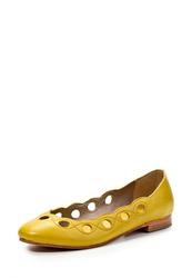 фото Балетки на каблуке Stefanel ST975AWHW234, желтые кожаные