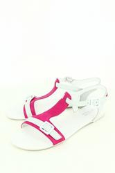 фото Босоножки без каблука с закрытой пяткой Svetski 1171107604708, розовые/белые