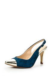 фото Босоножки на каблуке с закрытым носом Tervolina TE007AWAQI57, синие/золотые