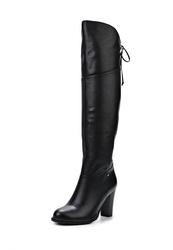 фото Женские ботфорты на каблуке Inario IN029AWCMF51, черные кожаные