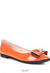Балетки женские на каблуке Vitacci 66037, лаковые оранжевые (кожа)