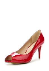 фото Лаковые туфли на каблуке с открытым носом Inario IN029AWBEB07, красные