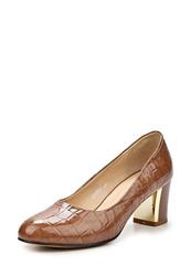 фото Туфли на толстом каблуке Inario IN029AWCMH06, коричневые из лаковой кожи