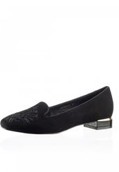 Туфли-балетки женские на каблуке Just Couture, черные замшевые