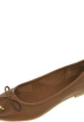 фото Балетки женские на каблуке TOM TAILOR, коричневые кожаные (с бантиком)