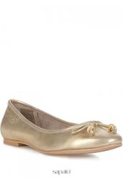 фото Балетки женские на каблуке Tom Tailor 5490106, кожаные золотые