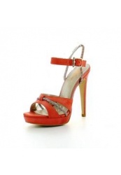 фото Босоножки на высоком каблуке Just Couture, красно-оранжевые/платформа