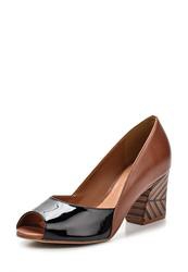 фото Туфли на толстом каблуке Indiana IN030AWAPI42, черно-коричневые (кожа, лак)