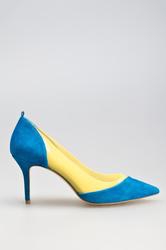 Туфли на среднем каблуке Gml 001-27 blue, желто-голубые
